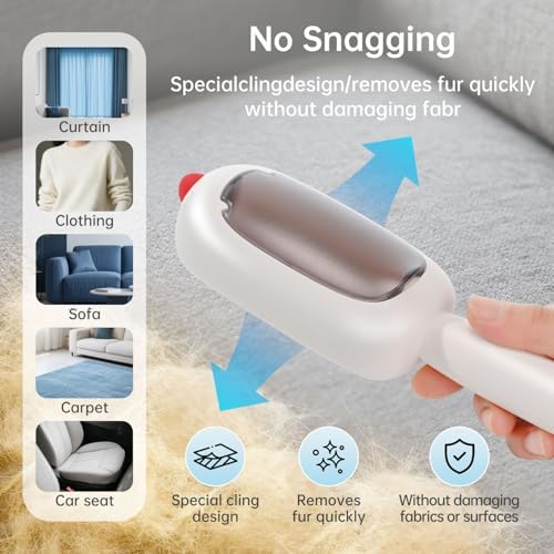 Reusable Pet Hair Remover Lint Roller Brush, Washable Pet Cat Dog Hair Removal Roller Tool for Clothes (White) - Image 5