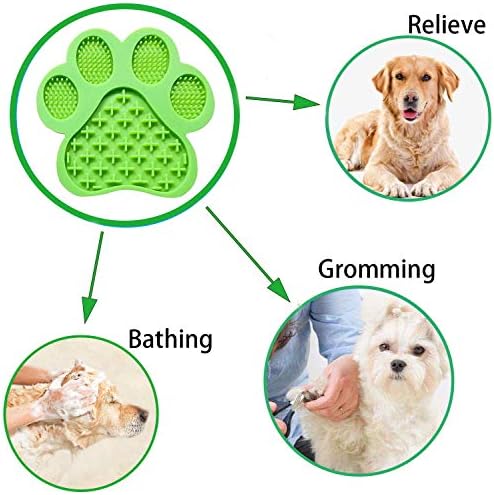 Dog Licking Mat for Anxiet Peanut Butter Slow Feeder Bowls Licking Pad with Strong Suction to Wall for Pet Bathing,Grooming,and Training (Green) - Image 5
