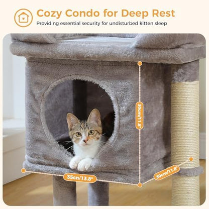 PAWZ Road 26" Cat Tree for Indoor Cats, Small Tower with 19X13”Bed - Image 5