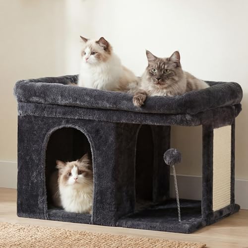 Heybly Cat Tree, 14" Cat Tower with Large Cat Bed & Condo HCT203SG - Image 2