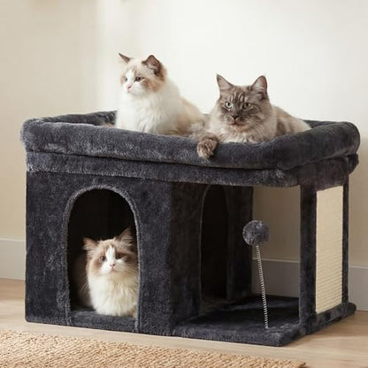 Heybly Cat Tree, 14" Cat Tower with Large Cat Bed & Condo HCT203SG - Image 2
