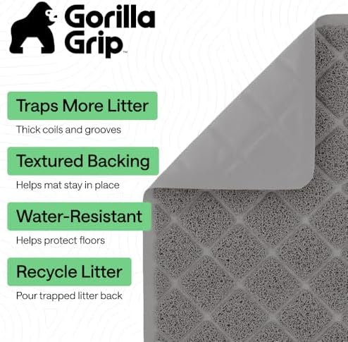 GORILLA GRIP Cat Litter Box Mat, Coiled Mesh Trapping Mats, 30x20 Gray - Image 2
