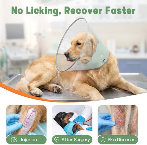 Dog Cone Collar with Soft Liner to Stop Licking, Elizabeth Recovery Collar After Surgery for Large Medium Dogs, Comfortable Pet Head Cone Alternative for Neutering Spay Injury - Image 3