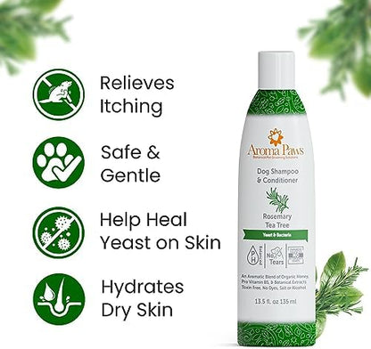 Dog Shampoo – Cleansing Wash, Conditioning, Moisturizing – Healthy Ingredients – Aromatic Grooming Puppy Shampoo – Tearless Cleaner, Rosemary Tea Tree - Image 6