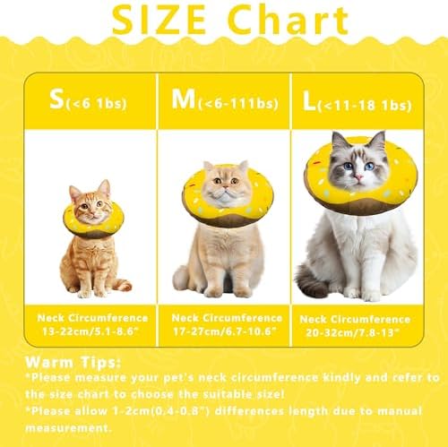 Seyezo Cat Cone Collar, Adjustable Cat Recovery Cone Waterproof Yellow - Image 2