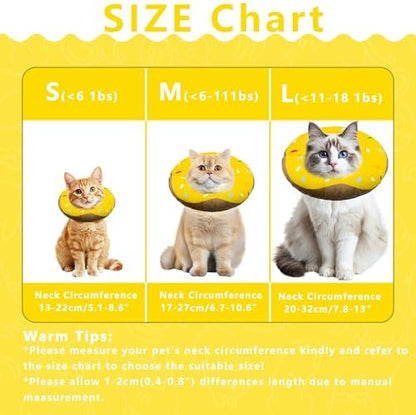 Seyezo Cat Cone Collar, Adjustable Cat Recovery Collar Waterproof Yellow - Image 2