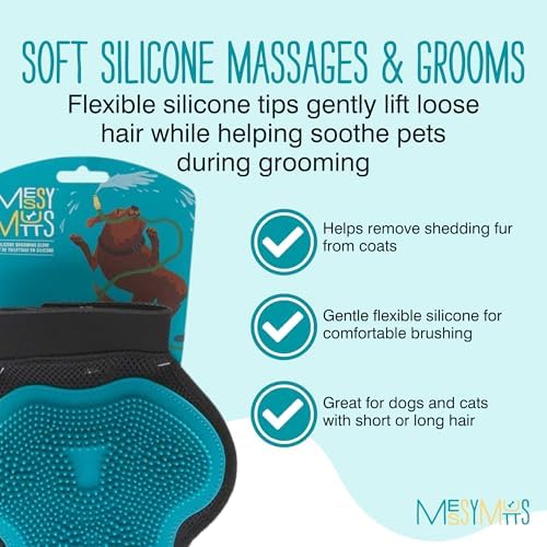 Messy Mutts Reversible Silicone Dog Grooming Glove, Hair Remover, Blue - Image 3