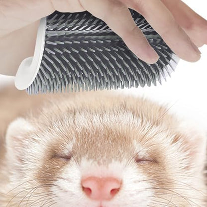 SunGrow Self-Grooming Brush for Ferrets & Cats, Light Gray Self Massager, Mountable to Corners and Flat Surfaces, Includes Brush, Catnip, Screws and Adhesive Tape (2 Pieces) - Image 2