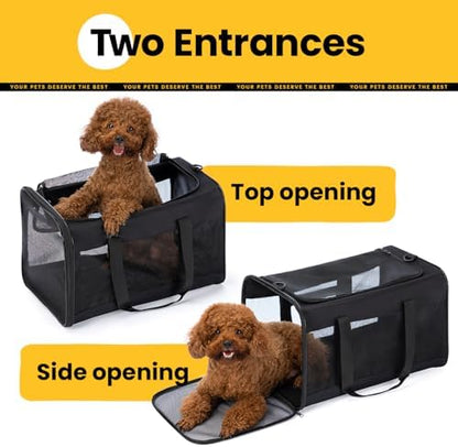 Conlun Dog Carrier Bag,Soft-Sided Pet Carriers for Dogs with 4-Sided Mesh, Cat Transport for Large Cats Small Dog Up to 20lb,Collapsible Dat Travel Carrier-L,Black - Image 3
