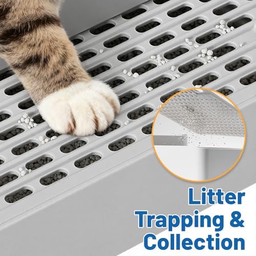 Cat Litter Box Steps, Adjustable 3-Step, 13.5x9x7in, Light Grey - Image 4