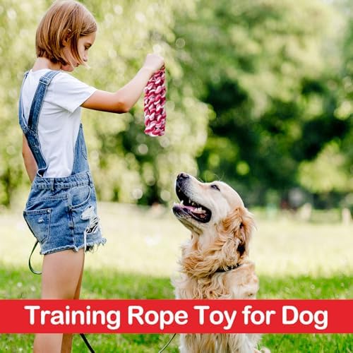 18 Pcs Dog Rope Toys Set Interactive Chew Balls Toys for Aggressive Chewers Large Medium Small Dogs Pet Puppy Teeth Cleaning Fun Training Birthday Gifts Pink - Image 2