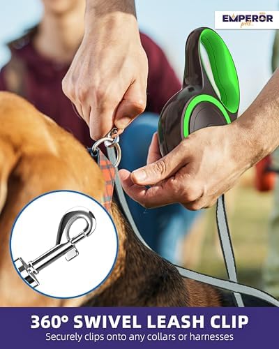 Emperor Pets Retractable Dog Leash, 26 ft, Up to 110lbs, Green -GR26 - Image 5