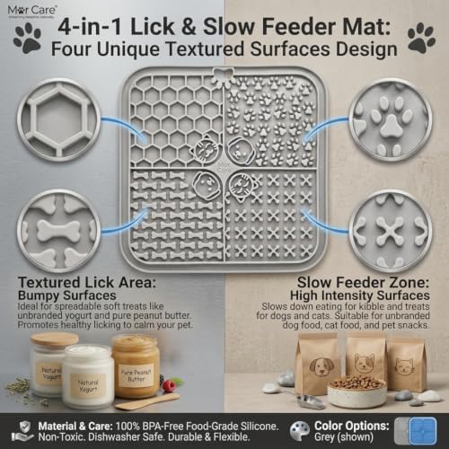 Lick Mat for Dogs & Cats 5 PCS Set 2 Slow Feeder Lick Mats with Suction Cups, Cat Strip Feeder, Scraper & Brush, Dog Lick Mat for Anxiety Relief & Peanut Butter Pad for Grooming & Boredom - Image 5