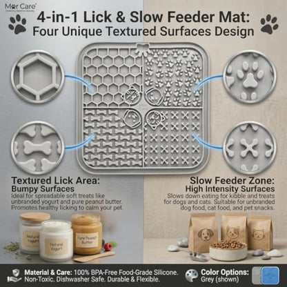 Lick Mat for Dogs & Cats 5 PCS Set 2 Slow Feeder Lick Mats with Suction Cups, Cat Strip Feeder, Scraper & Brush, Dog Lick Mat for Anxiety Relief & Peanut Butter Pad for Grooming & Boredom - Image 5