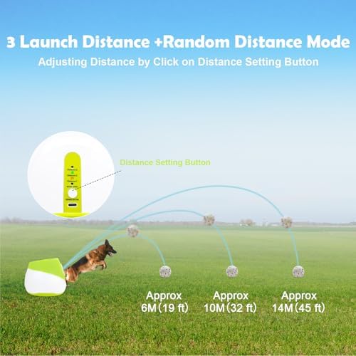 Automatic Dog Ball Launcher for Small to Medium Dogs, 2.2 Inch ETPU Dog Ball Thrower, 3 Distance Adjustable 19-39 Ft Interactive Dog Toy, Mental Stimulating Puppy Toy with 4 ETPU Balls (Light Green) - Image 4