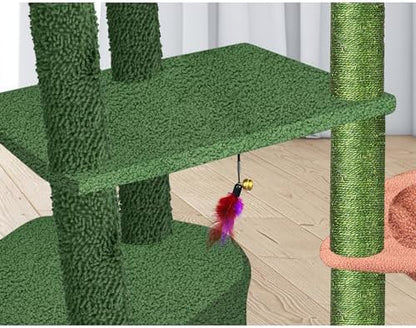 Wang Xin Four Layer Big Cat Tree with Huge Cat Condo and Two Hammocks Scratch Pad,Green - Image 6