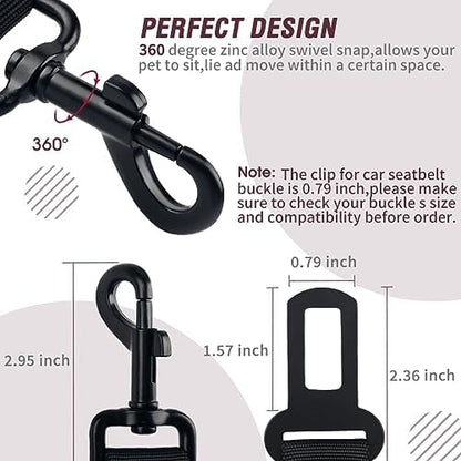 COOYOO Dog Seat Belt,3 Piece Set Retractable Dog Car Adjustable Seatbelts for Vehicle Nylon Pet Safety Heavy Duty & Elastic & Durable Car Harness for Dogs - Image 6