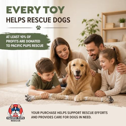 Pacific Pups Products Natural Color Dog Rope Toy for Large Dogs — 27" | Rope Toys for Aggressive Chewers | Heavy Duty Cotton Tug Toy | Benefits Dog Rescue - Image 5