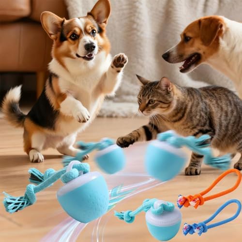 Interactive Dog Ball Toy with Birdsong & Rope, Automatic Moving Dog Toy by Unknown