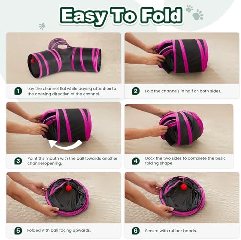Love's cabin Cat Tunnel for Indoor Cats, 3-Way Collapsible Play Tunnel - Image 7