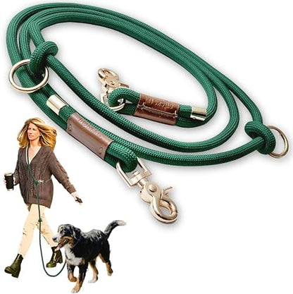Hands Free Dog Leash, Waist Leash for Dog Walking, Running, Crossbody, Multifunctional, 2 Dogs, Dual Handle, Traditional Lead, Adjustable Lead 4.3ft - 7.5ft, 3/8" (10mm) Diameter. by SticksNBonesco