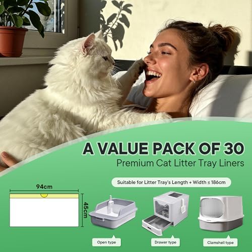 30pcs Cat Litter Tray Liners with Drawstrings Scratch Resistant Bags for Small Litter Box-L(94x45CM)) - Image 2