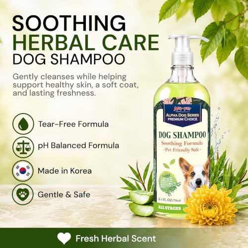 Grooming Natural Herbal Dog Shampoo, pH Balanced Shampoo for Dogs, Moisturizing Soothing Dog Shampoo for Sensitive Skin - 26.4 fl. oz. - Image 2