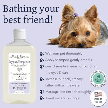 Bobbi Panter Hypoallergenic Dog Shampoo Honey, Aloe Vera, Chamomile & Rosemary – Dye & Fragrance Free Natural Formula for Sensitive & Allergy Skin, Tear-Free, 30:1 Concentrate, Made in USA, 14 oz - Image 3