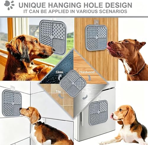 Licking Mat for Dogs & Cats with Suction Cups, 1 Pack Square Dog Slow Feeder Lick Pat for Anxiety Relief & Boredom, Dog Toys to Keep Them Busy, Pets Bathing Training Grooming Mat 7.8*7.8 inches - Image 4