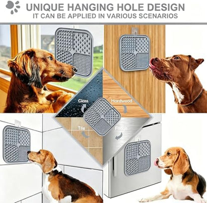 Licking Mat for Dogs & Cats with Suction Cups, 1 Pack Square Dog Slow Feeder Lick Pat for Anxiety Relief & Boredom, Dog Toys to Keep Them Busy, Pets Bathing Training Grooming Mat 7.8*7.8 inches - Image 4
