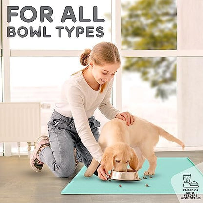 Dog Food Mat - 28x18 Raised Edges Dogs Mat for Food and Water Prevent Spill, Waterproof Cat Food Mats Protect Floors, Easy Clean Dog Bowl Mats for Food and Water, Silicone Pet Feeding Placemats - Image 6