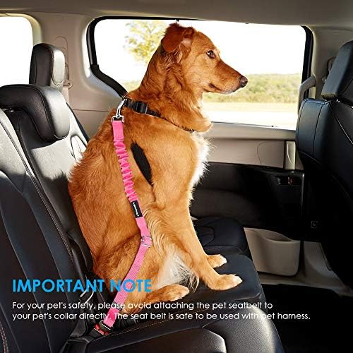 URPOWER 2 Pack Dog Seat Belt, Retractable Dog Car Harness Adjustable Pet Safety Belt with Elastic Bungee Buffer, Heavy Duty & Durable & 360 Degree Swivel Dog Seatbelts - Image 7