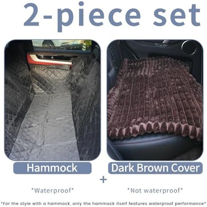 Dog Car Seat Cover 2 Piece Seat Waterproof Hammock and Dark Brown Cover - Image 2
