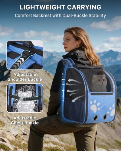 Cat Backpack Carrier with Comfort Handle, Ventilated Cat Backpack - Image 2