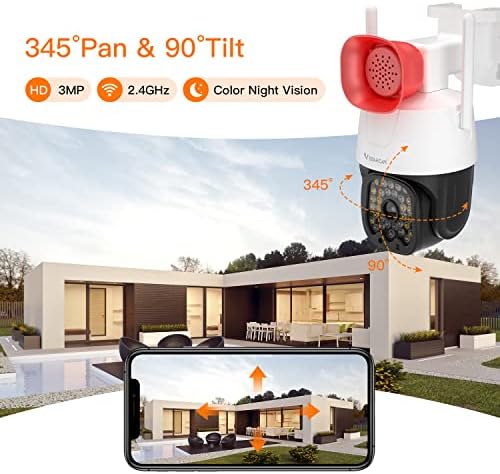 VSTARCAM 3MP Security Camera Outdoor,Home Camera Security, Outdoor WiFi Camera with 2.5-Inch High-Decibel Speaker, 360° PTZ Camera, Motion Detection,Two-Way Audio,Siren, Color Night Vision 01 - Image 2