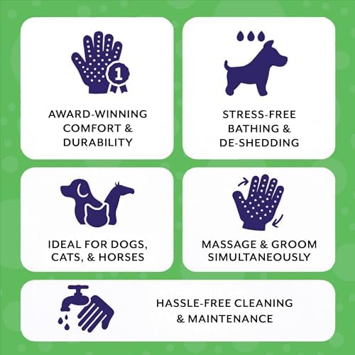 H HANDSON Pet Grooming Gloves - Patented #1 Ranked, Award Winning Shedding, Bathing, & Hair Remover Gloves - Gentle Brush for Cats, Dogs, and Horses (Grey, Large) - Image 5