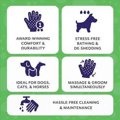 H HANDSON Pet Grooming Gloves - Patented #1 Ranked, Award Winning Shedding, Bathing, & Hair Remover Gloves - Gentle Brush for Cats, Dogs, and Horses (Grey, Large) - Image 5