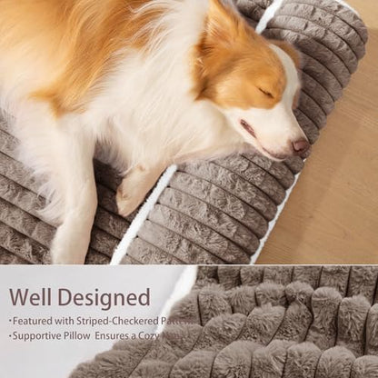 Orthopedic Large Dog Bed Pillow Pet Sofa Bed 42''X28'' Taupe - Image 5