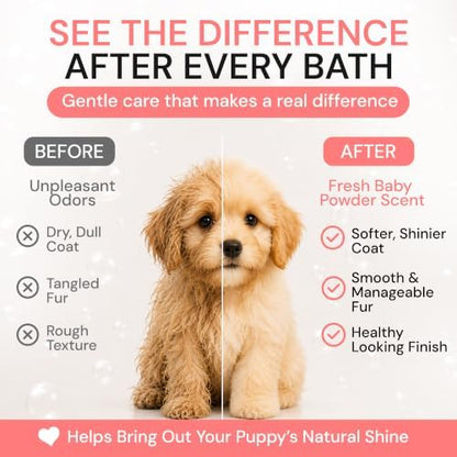 Natural Puppy Shampoo and Conditioner Tear Free with Aloe Vera, pH-Balanced Shampoo for Puppies, Tearless Dog Shampoo and Conditioner, Puppy Wash Sensitive Skin 26.4 Oz (Pack of 2) - Image 7