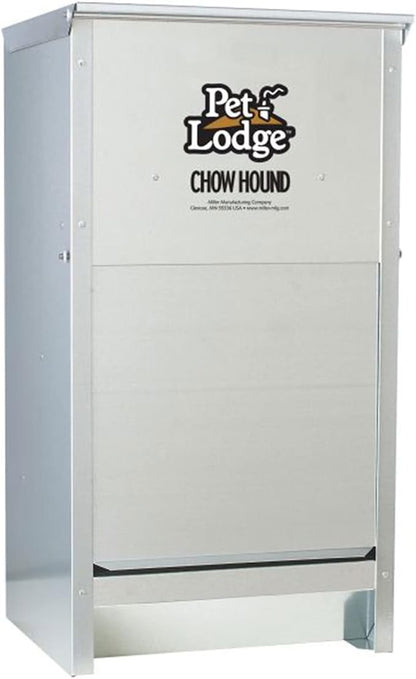 Little Giant Chow Hound 25 Pound Capacity Heavy Gauge Steel Indoor and Outdoor Dry Food Automatic Dog Feeder, Pack of 2, Silver