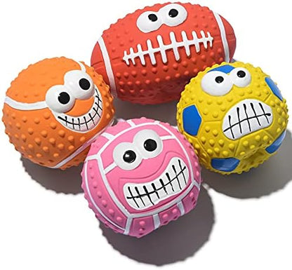 SCHITEC Squeaky Dog Ball, [4 Pack] Latex Rubber Dog Squeak Toys, 2.7'' Soft Bouncy Fetch Balls for Medium Small Pets Interactive Play by SCHITEC