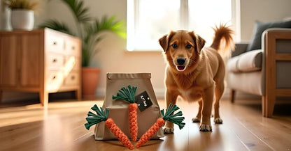 Durable Dog Chew Toys – 3 Carrot Dog Toy and Rope Chew Toys, Interactive Carrot Toy for Teething, Small and Medium Breeds, Tough Chew Toy for Training and Dental Health.