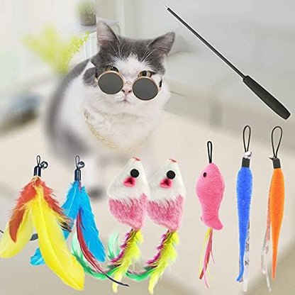 ZPH Cat Toys,Interactive Feather Variety Pack for Cats Wand Kitten Toy-Includ Cat Exercise Toy Fluffy Mouse Worms&Fish - Image 4