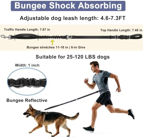 Bungee Dog Leash, Hands Free Waist Belt for Running/Walking, Pink - Image 6