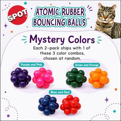 SPOT Atomic Rubber Bouncing Balls - Play Toy for Cats and Kittens, Bumpy Shape Makes Playing More Fun, Great to Keep Cats Entertained and Exercised - 1.5 inch, 2-Pack - Image 2