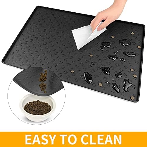 2 Pack Pet Placemat for Dog and Cat, Mat for Prevent Food and Water Overflow, Suitable for Small, Medium and Big Pet,24.5" 16.5", Black - Image 5