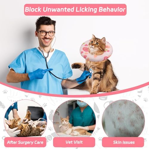 Seyezo Cat Cone Collar Soft, Adjustable Cat Recovery Cone, Pink Heart, M - Image 6