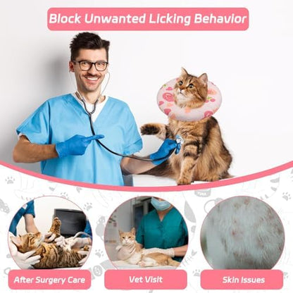 Seyezo Cat Cone Collar Soft, Adjustable Cat Recovery Cone, Pink Heart, M - Image 6