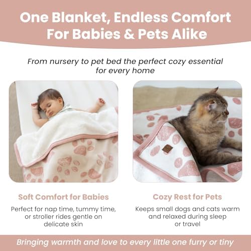 Baby & Pet Blanket, Cotton Sherpa, Pink Beige, 30x40 in - Image 3