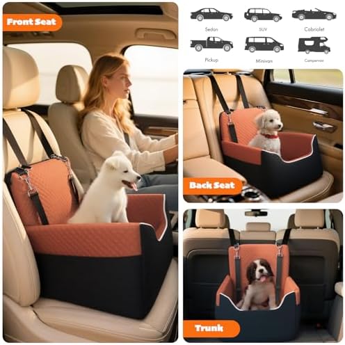ALL GOOD PET SUPPLIES Dog Car Seat for Small/Medium Dogs Under 35lbs | Soft Memory Foam Booster Car Seat with Detachable Washable Cover and Elevated Cushion, Puppy Dog Car Bed - Image 5